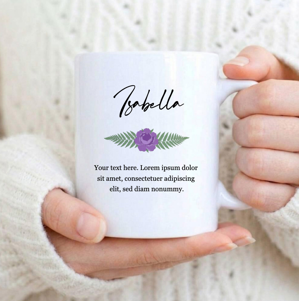 Mug with Your Photo and Message in a Floral Design. Personalized Mother’s Day Gift